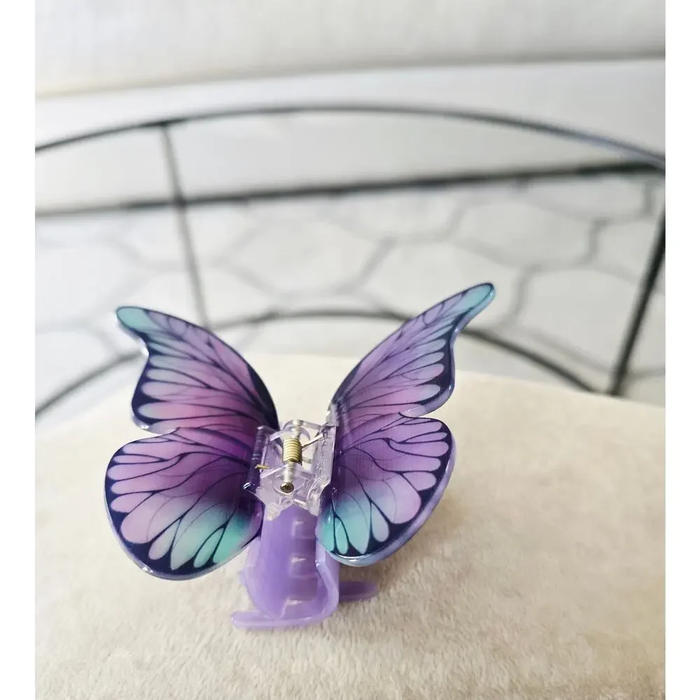 Acetate Purple Butterfly Hair Claw Clip New
